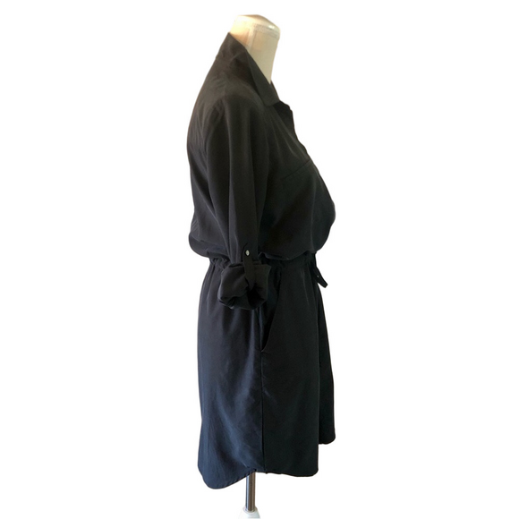 Lou & Grey Charcoal Shirtdress size small long-sleeved drawstring waist - Picture 4 of 14